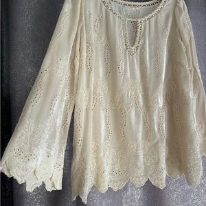 Johnny Was “Love” Embroidered Velvet Blouse Size M